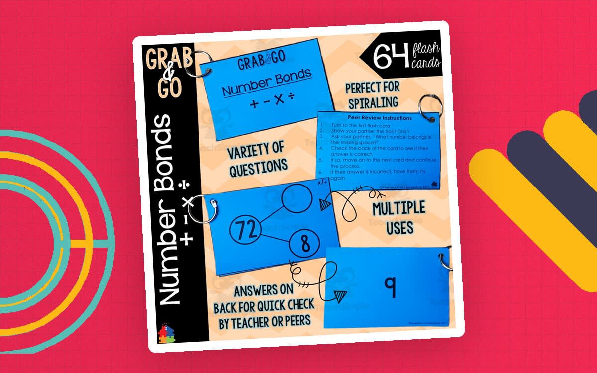 An educational teaching resource from Teachers R Us Homeschool entitled Math Flash Cards | Number Bonds downloadable at Teach Simple.