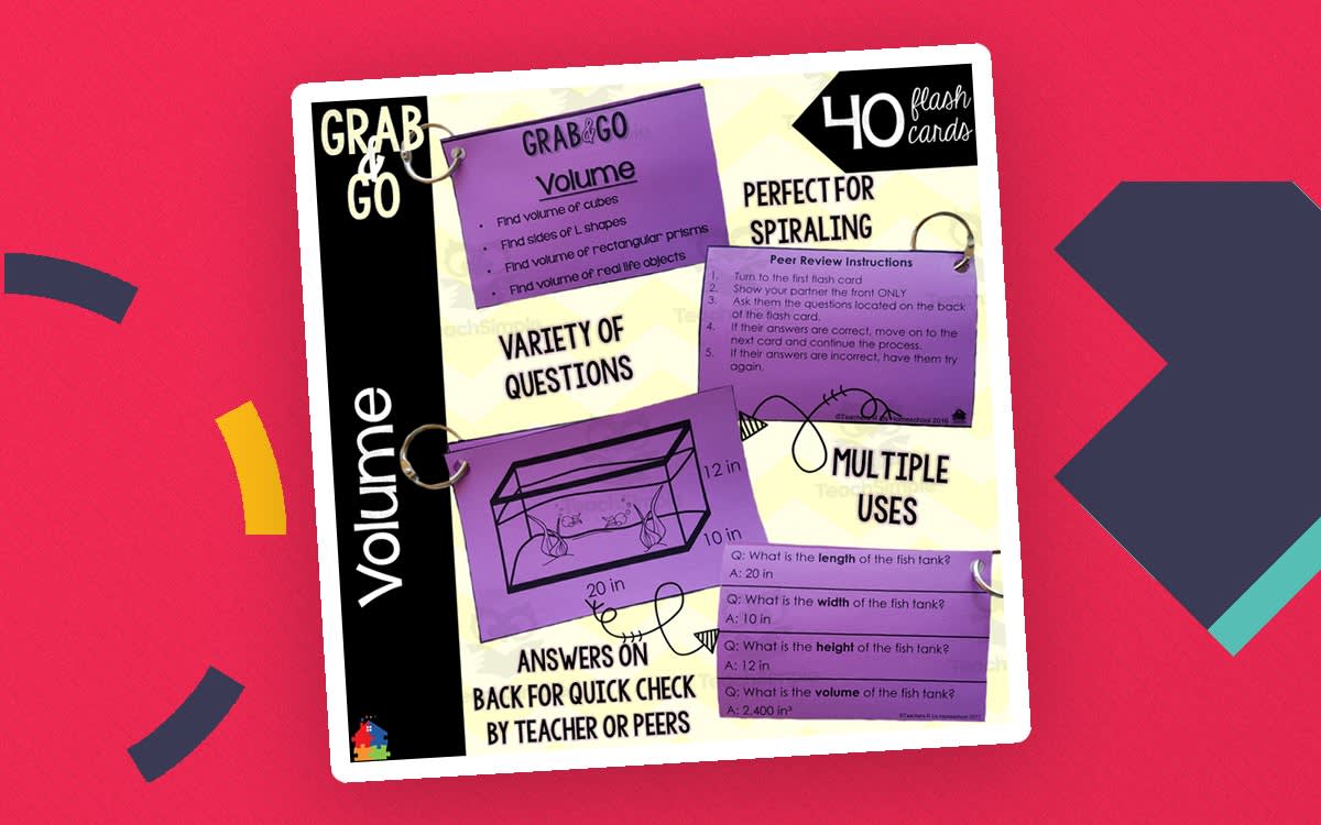 An educational teaching resource from Teachers R Us Homeschool entitled Math Flash Cards | Volume downloadable at Teach Simple.