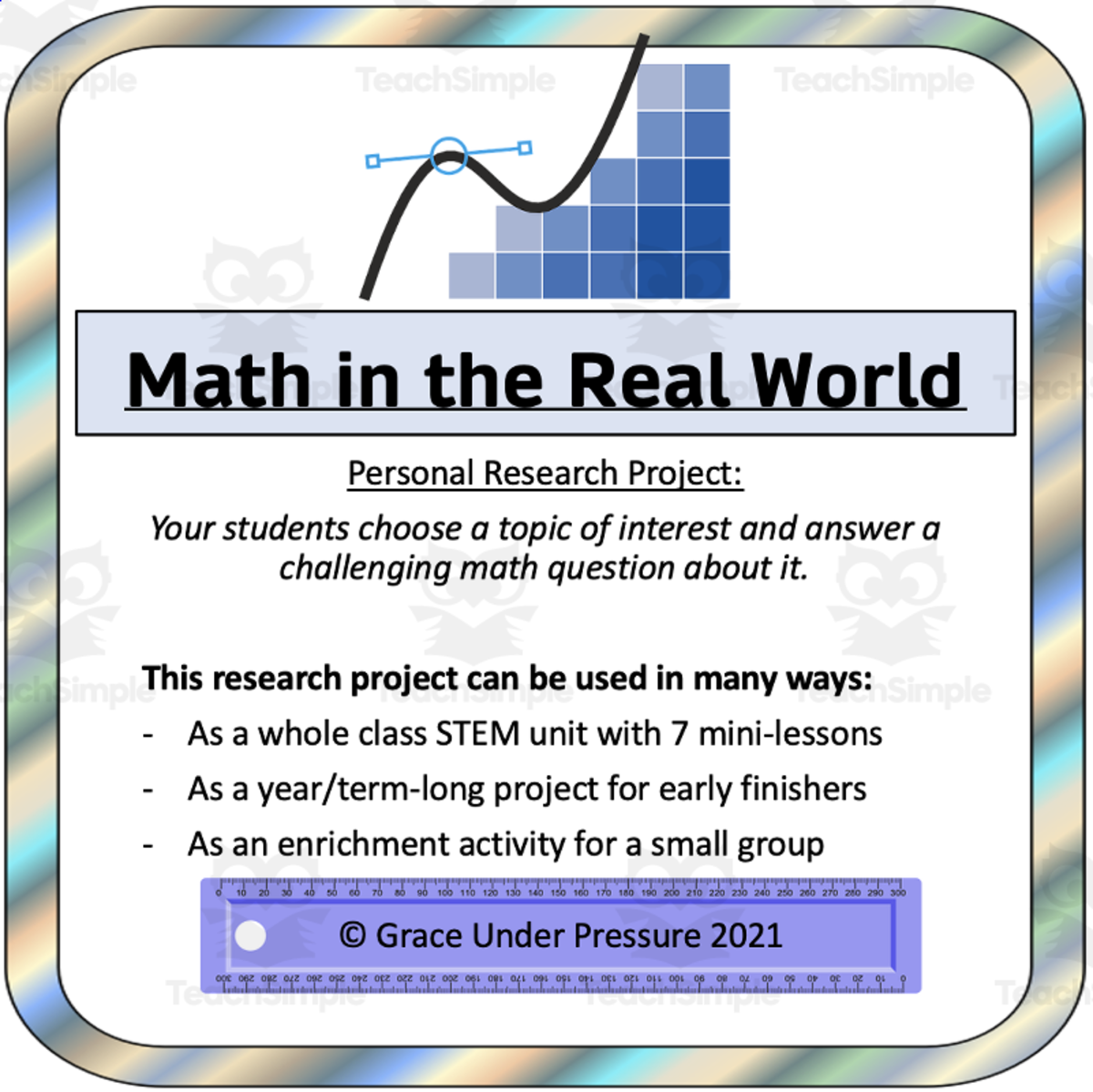 An educational teaching resource from Grace Under Pressure entitled Math in the Real World: Personal Math Research Project for STEM, Enrichment, or Early-Finishers downloadable at Teach Simple.