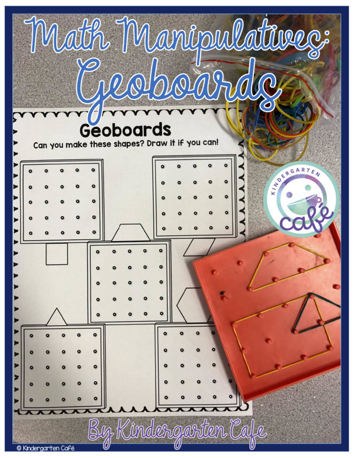 An educational teaching resource from Kindergarten Cafe entitled Math Manipulatives: Geoboards Printable downloadable at Teach Simple.