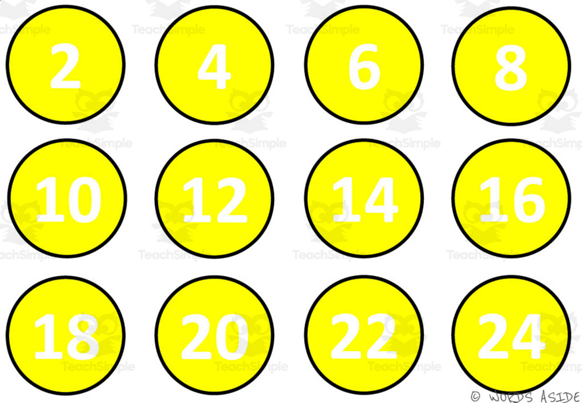 An educational teaching resource from WORDS ASIDE entitled Math Mats: Counting by 2s - SET 13 downloadable at Teach Simple.