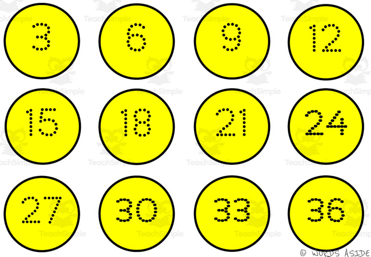 An educational teaching resource from WORDS ASIDE entitled Math Mats: Counting by 3s - SET 9 downloadable at Teach Simple.