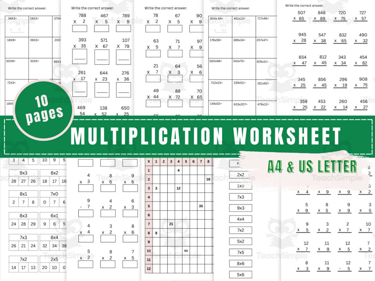 An educational teaching resource from Jenstrokeandstyle entitled Math Multiplication Worksheet for Daily drill downloadable at Teach Simple.