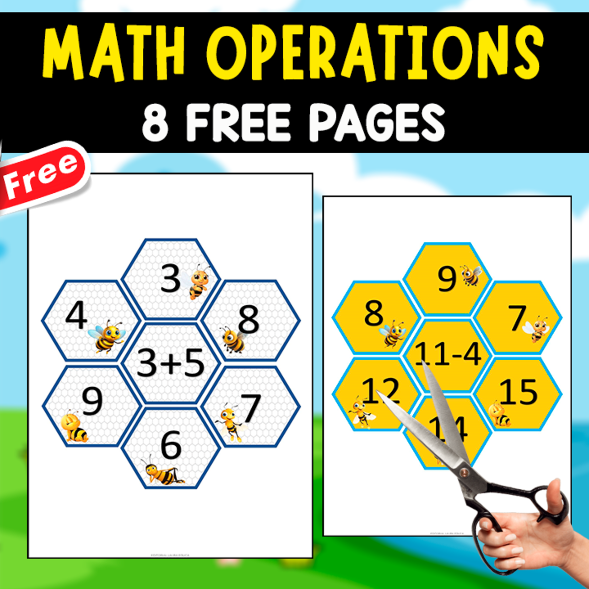 An educational teaching resource from EDITORIAL LAURA EDUCA entitled MATH OPERATIONS | 8 FREE PAGES | ADDITION+SUBTRACTION downloadable at Teach Simple.