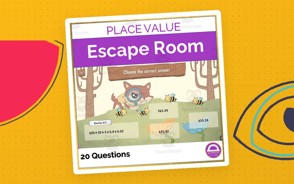 An educational teaching resource from Matemaths entitled Math Place Value Activity | Digital Escape Room downloadable at Teach Simple.