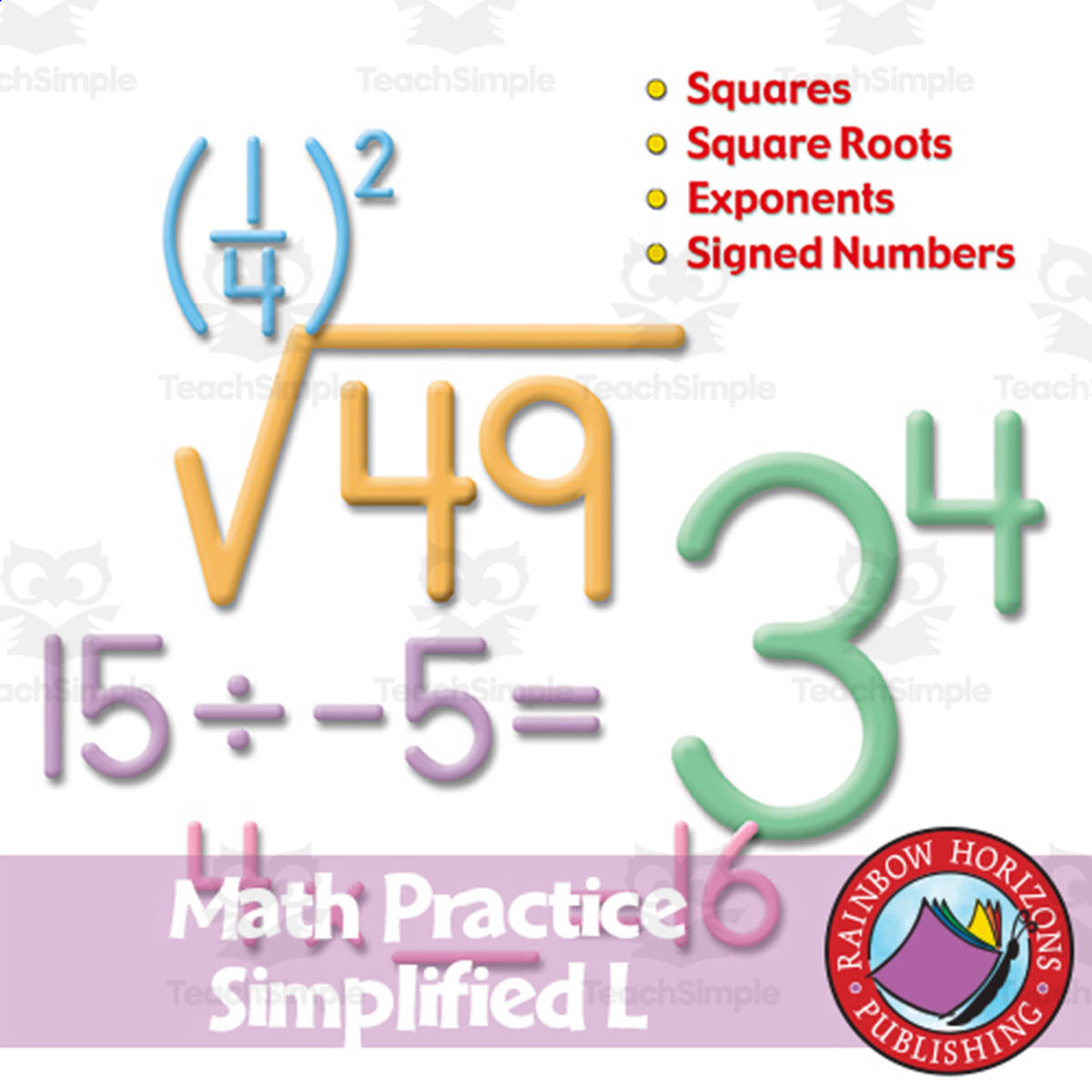An educational teaching resource from Classroom Complete Press entitled Math Practice Simplified L - Pre-Algebra downloadable at Teach Simple.