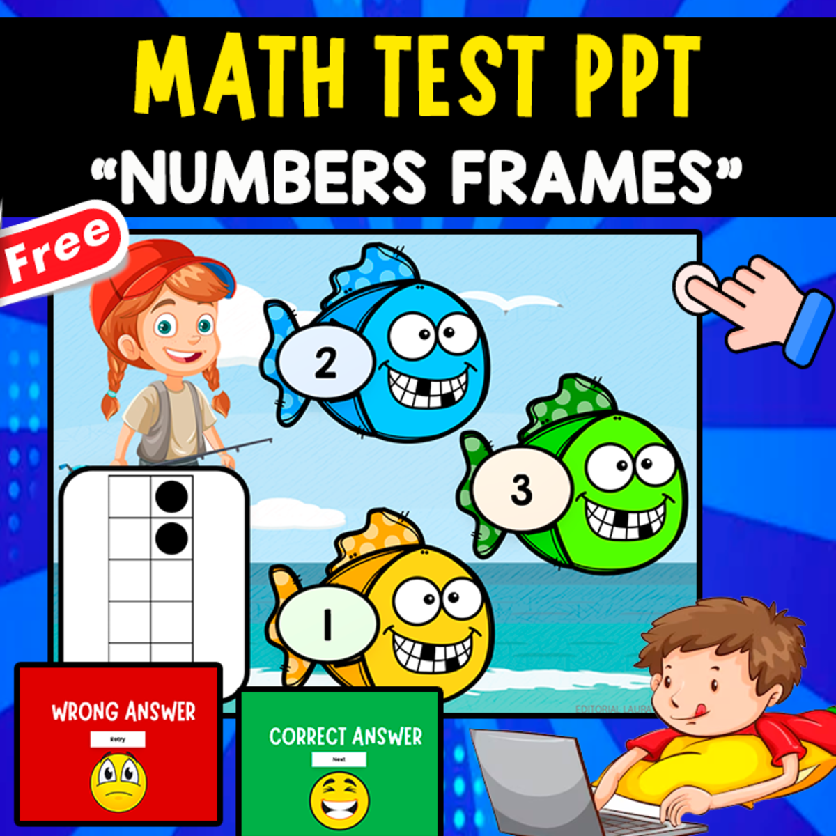 An educational teaching resource from EDITORIAL LAURA EDUCA entitled MATH QUIZ PPT INTERACTIVE | NUMBERS FRAMES 1-10 downloadable at Teach Simple.