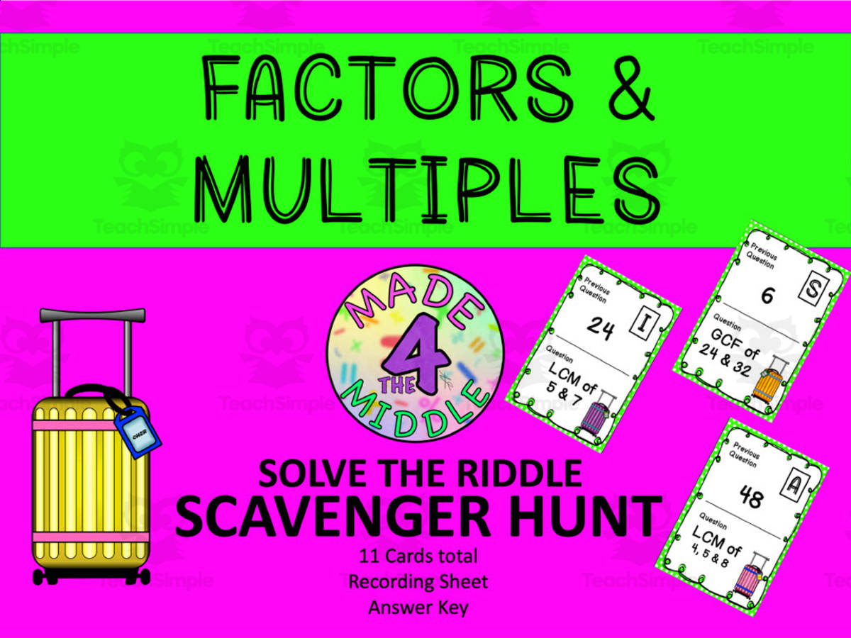 An educational teaching resource from Made 4 The Middle entitled Math Scavenger Hunt: Factors + Multiples downloadable at Teach Simple.