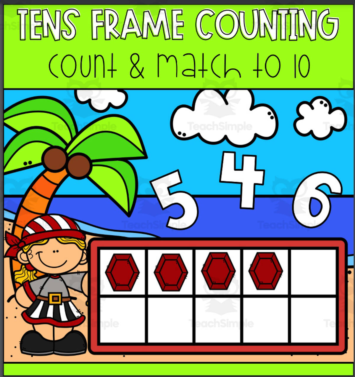 An educational teaching resource from Jessica Richmond entitled Math: Tens Frame Counting - BOOM Learning downloadable at Teach Simple.