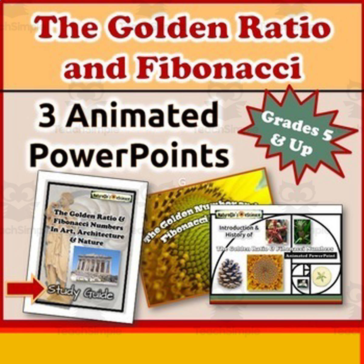 An educational teaching resource from NatureGlo's eScience entitled Math Thematic Unit: Golden Ratio Fibonacci Numbers downloadable at Teach Simple.