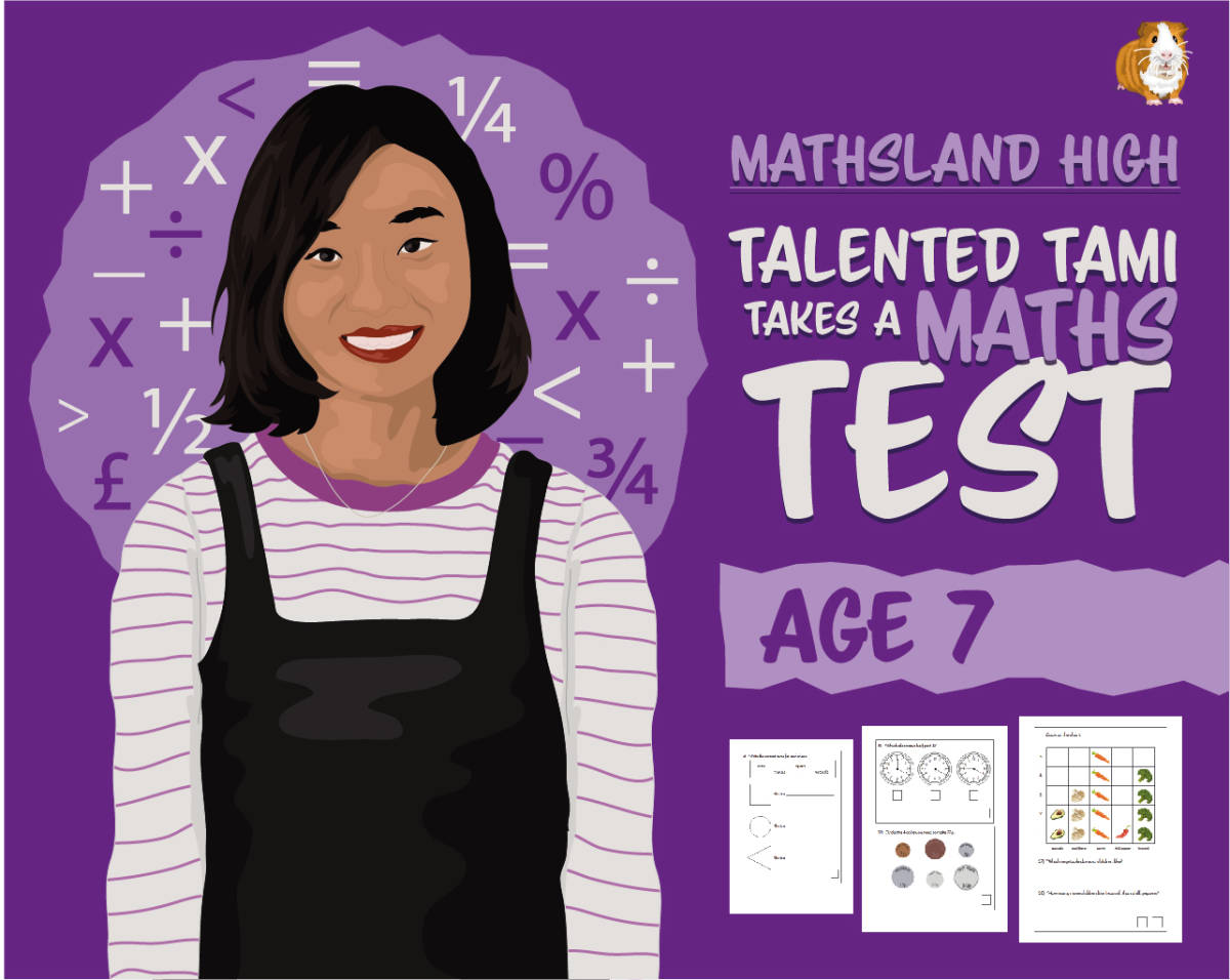 An educational teaching resource from Guinea Pig Education entitled Maths Test: Age 7 downloadable at Teach Simple.