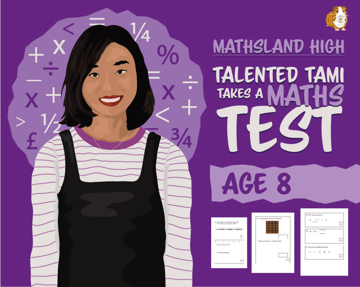 An educational teaching resource from Guinea Pig Education entitled Maths Test: Age 8 downloadable at Teach Simple.