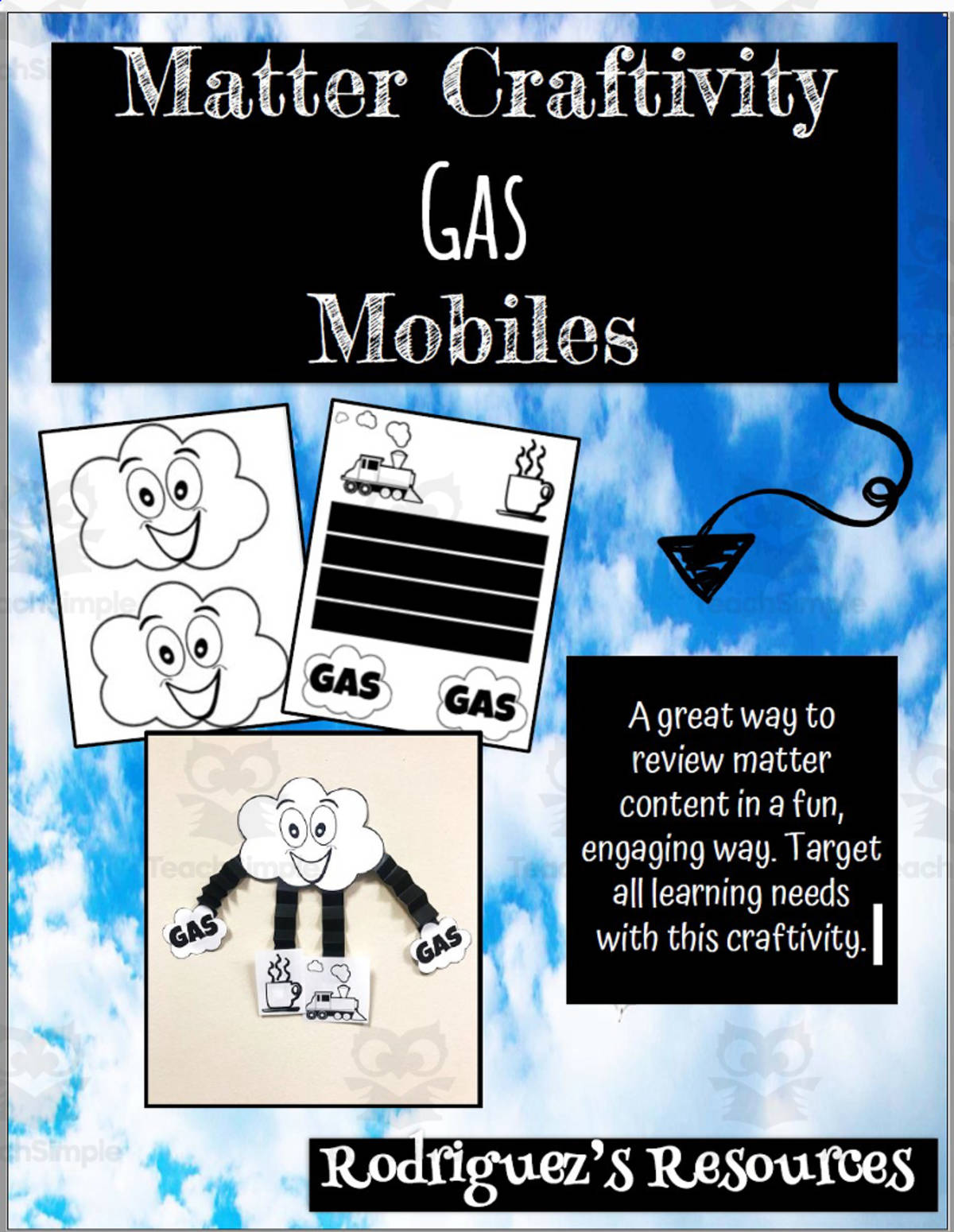 An educational teaching resource from Rodriguez's Resources entitled Matter Craftivity: Gas Mobiles downloadable at Teach Simple.