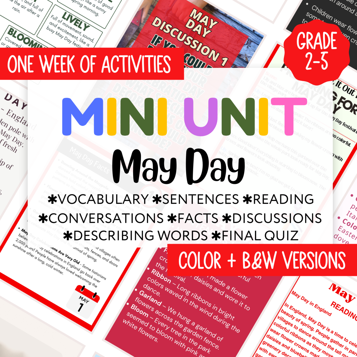 An educational teaching resource from Cored Education entitled May Day Mini Unit - Includes Reading, Vocabulary, Facts downloadable at Teach Simple.