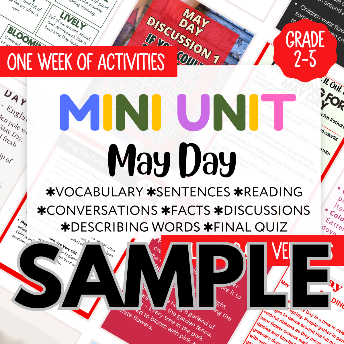 An educational teaching resource from Cored Education entitled May Day Sample Mini Unit - Includes Reading, Vocabulary, Facts downloadable at Teach Simple.