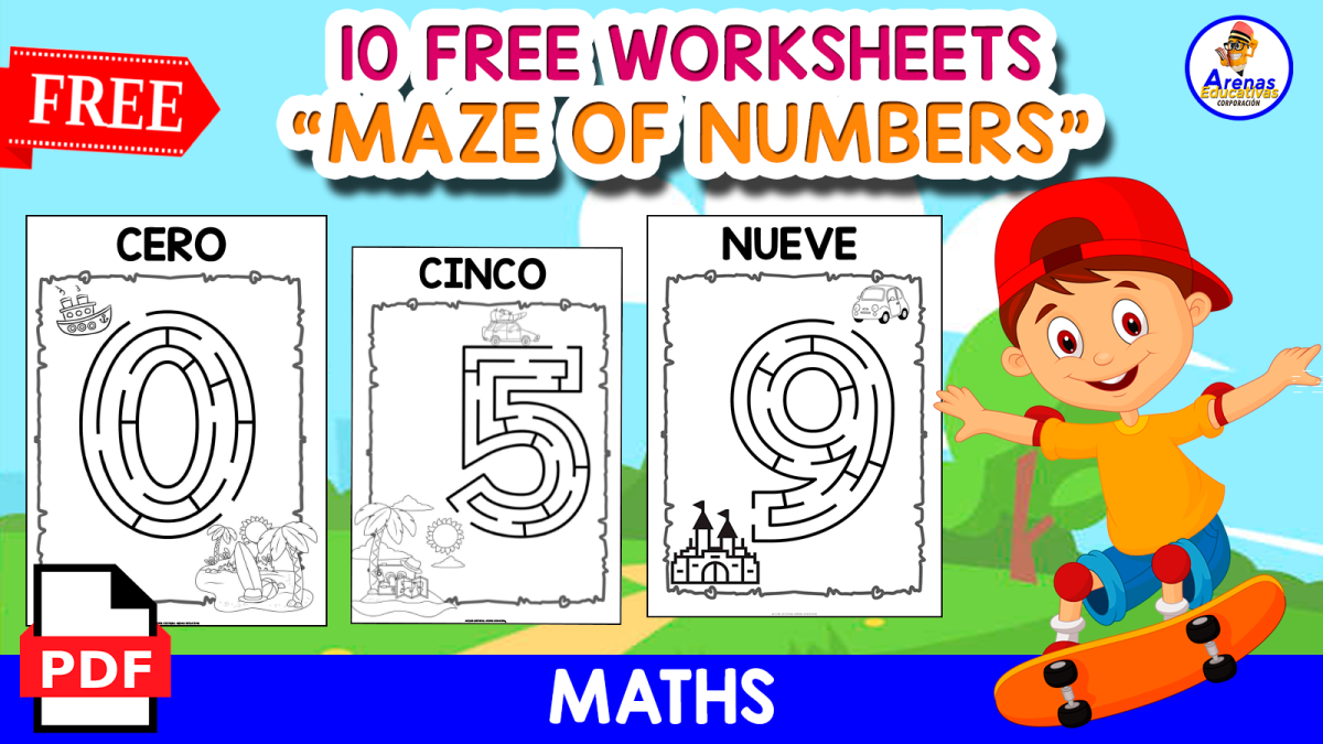 An educational teaching resource from EDITORIAL LAURA EDUCA entitled MAZE OF NUMBERS 0-9 | FREE RESOURCE downloadable at Teach Simple.