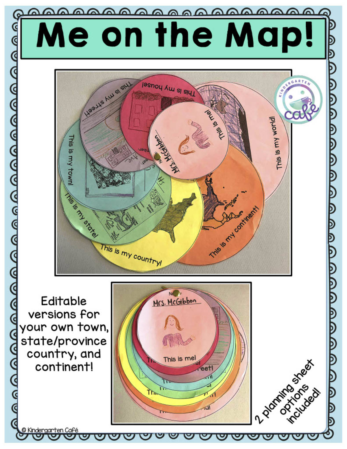 An educational teaching resource from Kindergarten Cafe entitled Me On The Map Book Companion + Lesson Plan Activity downloadable at Teach Simple.