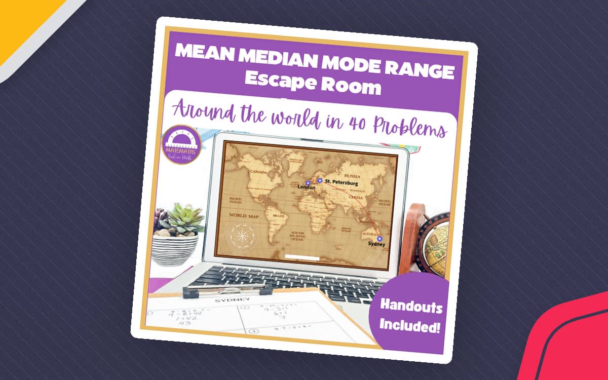 An educational teaching resource from Matemaths entitled Mean Median Mode Range Escape Room downloadable at Teach Simple.