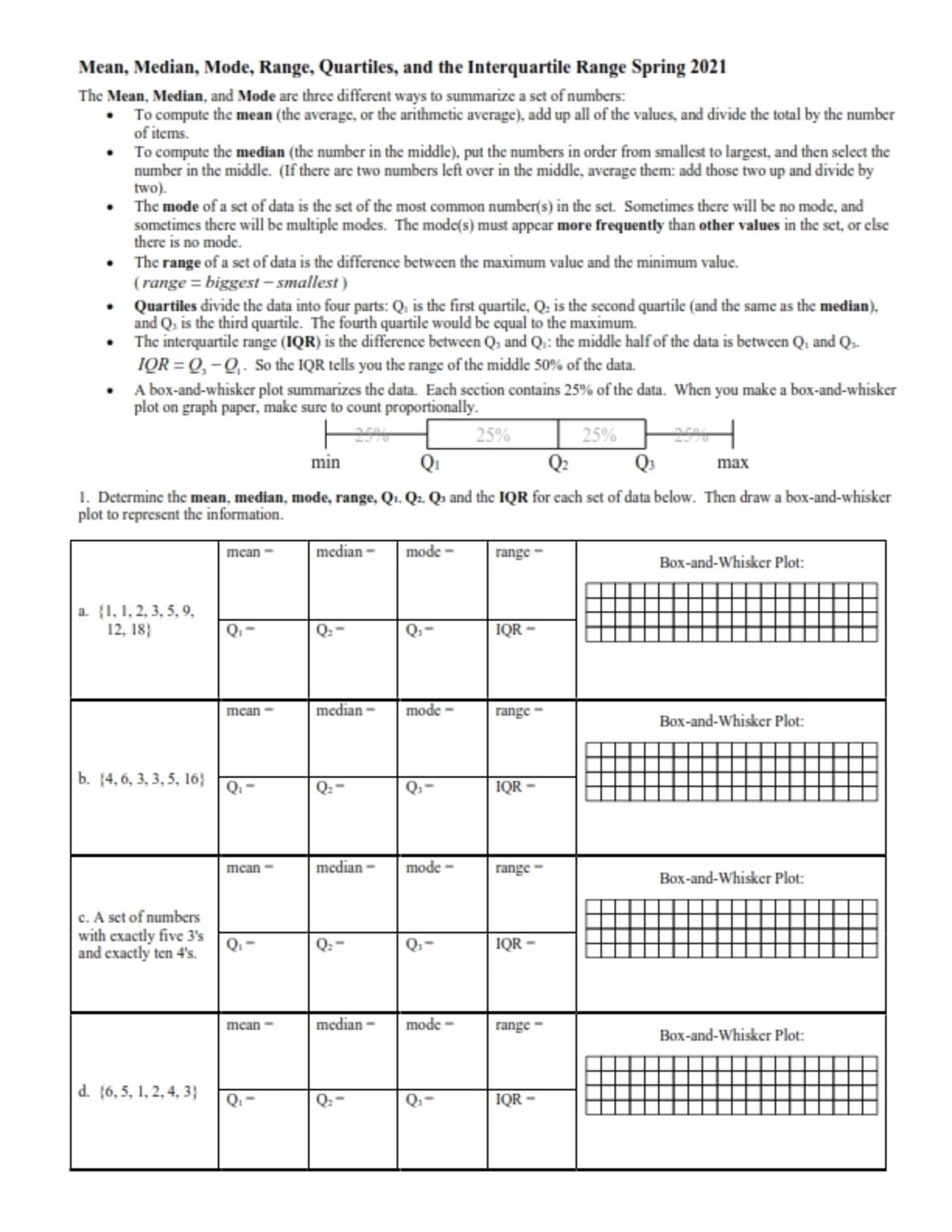 An educational teaching resource from Peter Jonnard entitled Mean, Median, Mode, Range, Quartiles, and the Interquartile Range (spring) downloadable at Teach Simple.