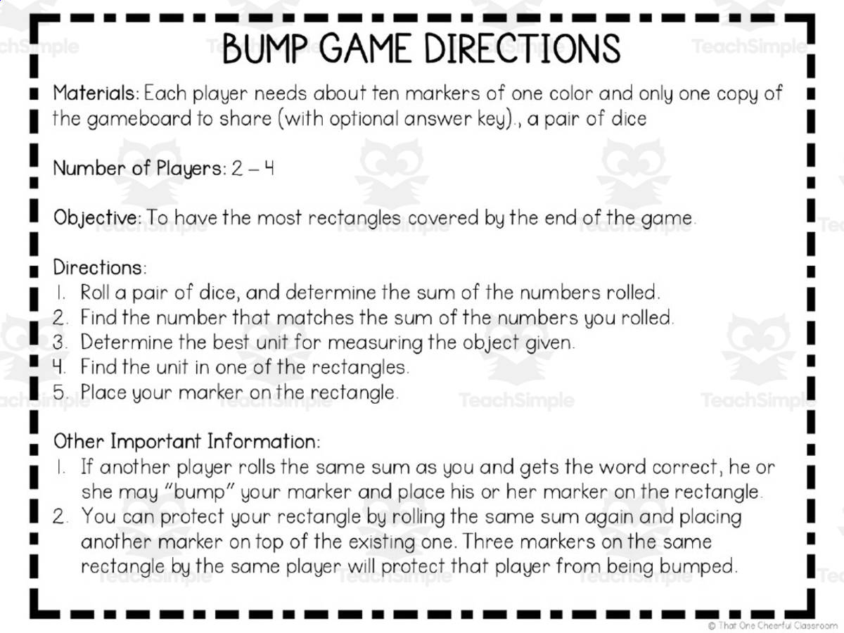 An educational teaching resource from That One Cheerful Classroom entitled Measurement Bump Games downloadable at Teach Simple.