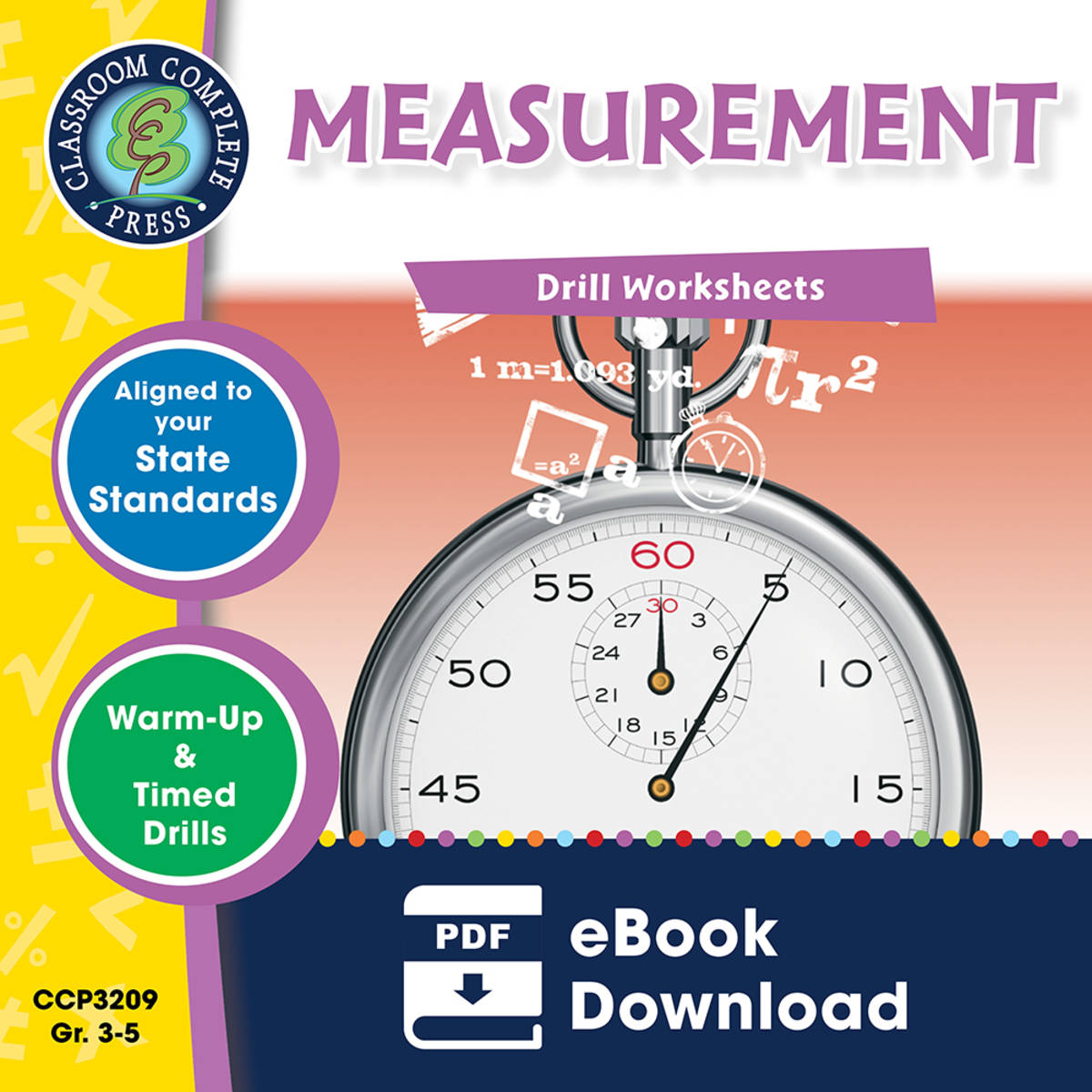 An educational teaching resource from Classroom Complete Press entitled Measurement - Drill Sheets Gr. 3-5 downloadable at Teach Simple.