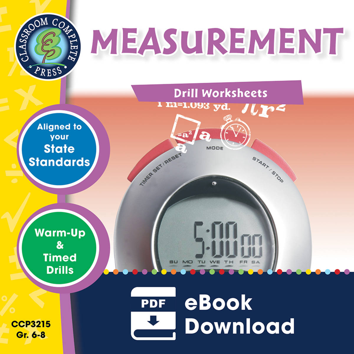 An educational teaching resource from Classroom Complete Press entitled Measurement - Drill Sheets Gr. 6-8 downloadable at Teach Simple.