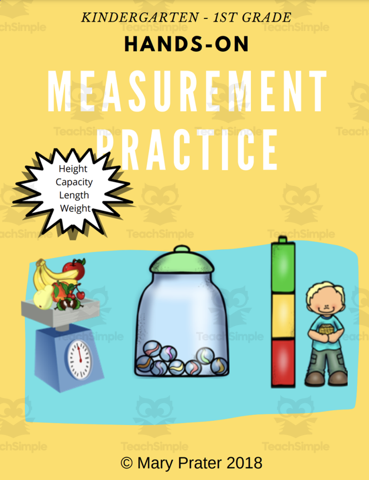 An educational teaching resource from The Kinder Lady entitled Measurement Practice Packet downloadable at Teach Simple.