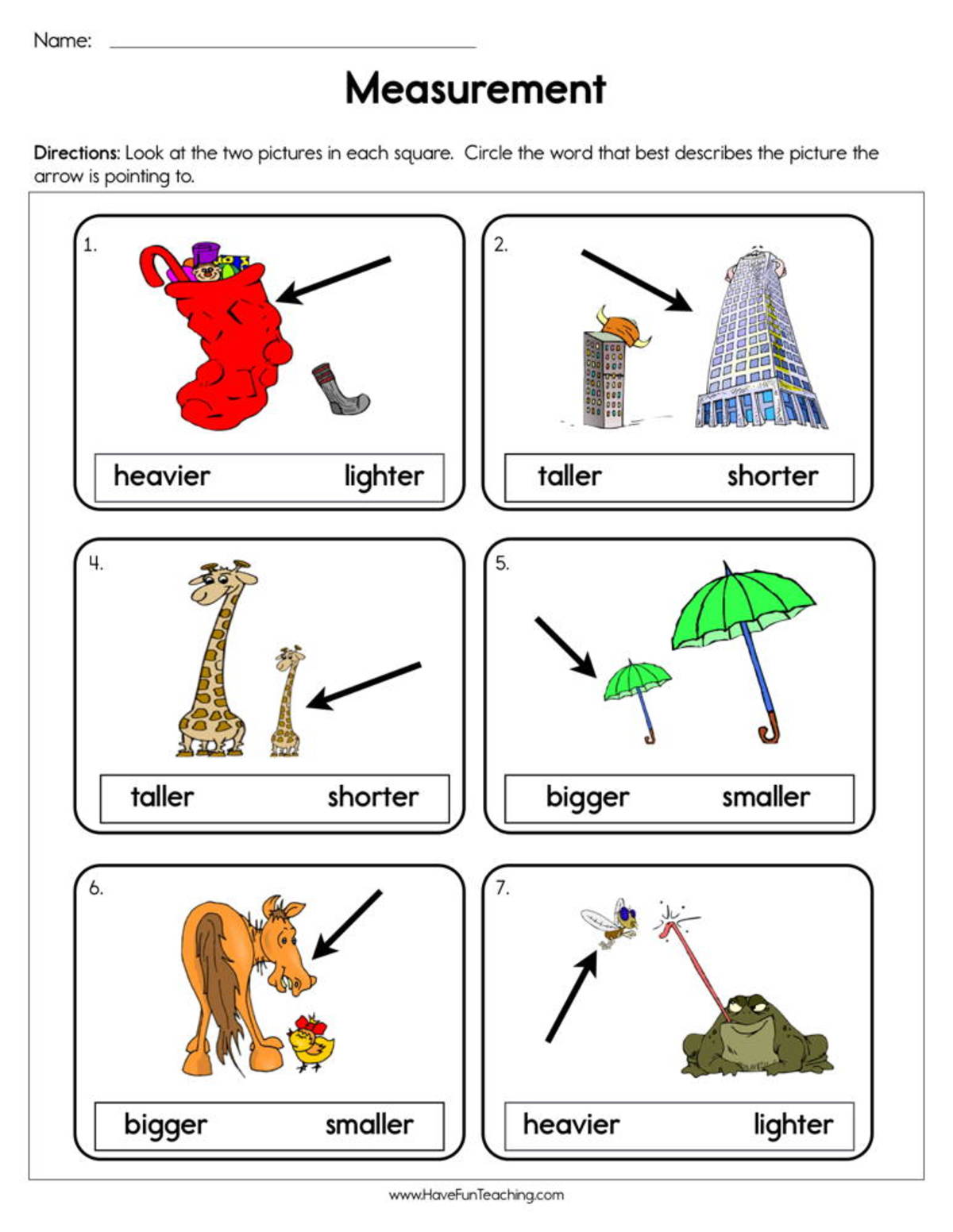 An educational teaching resource from Have Fun Teaching entitled Measurement Worksheet downloadable at Teach Simple.