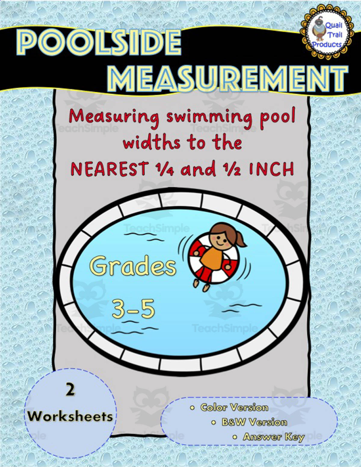 An educational teaching resource from Quail Trail Products entitled Measuring Halves and Quarters downloadable at Teach Simple.