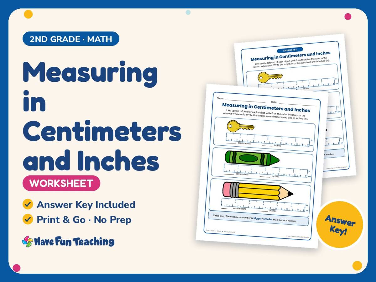 Measuring in Centimeters and Inches Worksheet – 2nd Grade Measurement preview