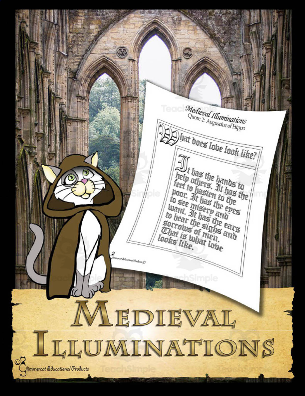 An educational teaching resource from Glimmercat Education entitled Medieval Illuminations Art Project downloadable at Teach Simple.