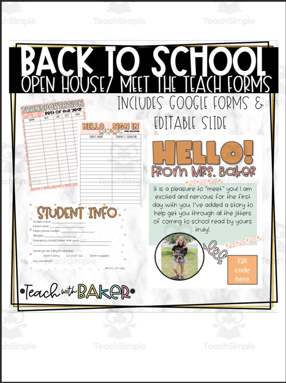 An educational teaching resource from Teach With Baker entitled Meet and Greet Forms downloadable at Teach Simple.