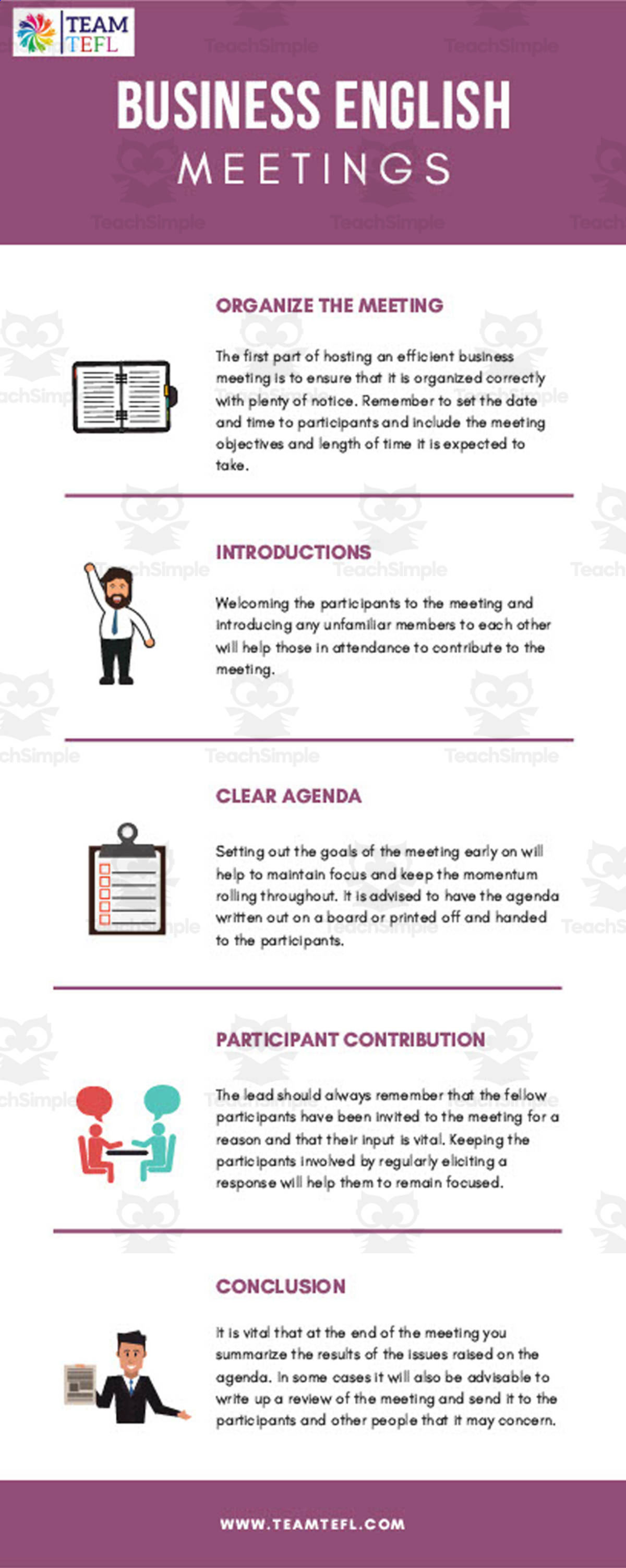 An educational teaching resource from TEAM TEFL entitled Meetings Lesson Plan | Business English Level 3 downloadable at Teach Simple.
