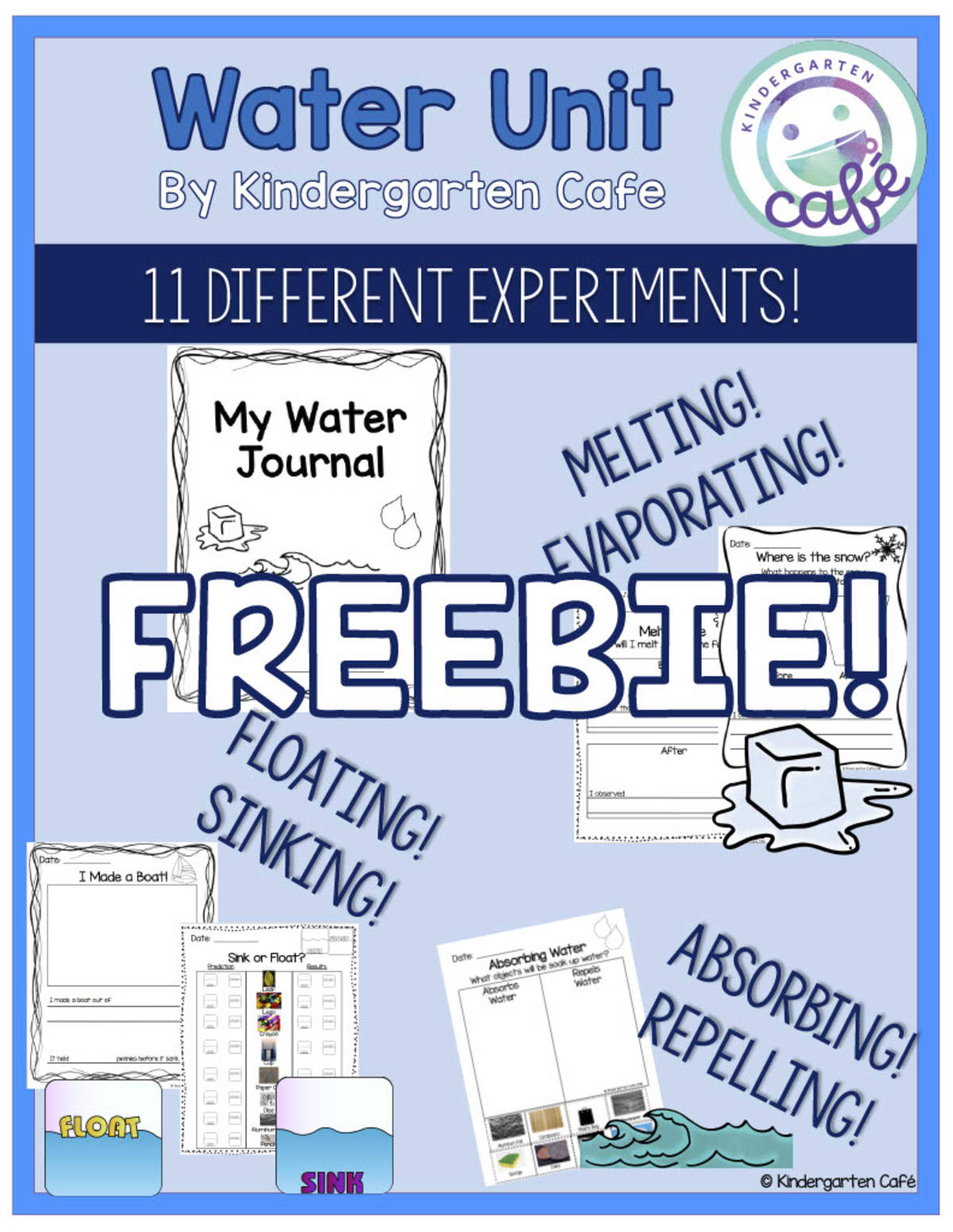 An educational teaching resource from Kindergarten Cafe entitled Melting Ice Experiment | Water Unit Journal downloadable at Teach Simple.