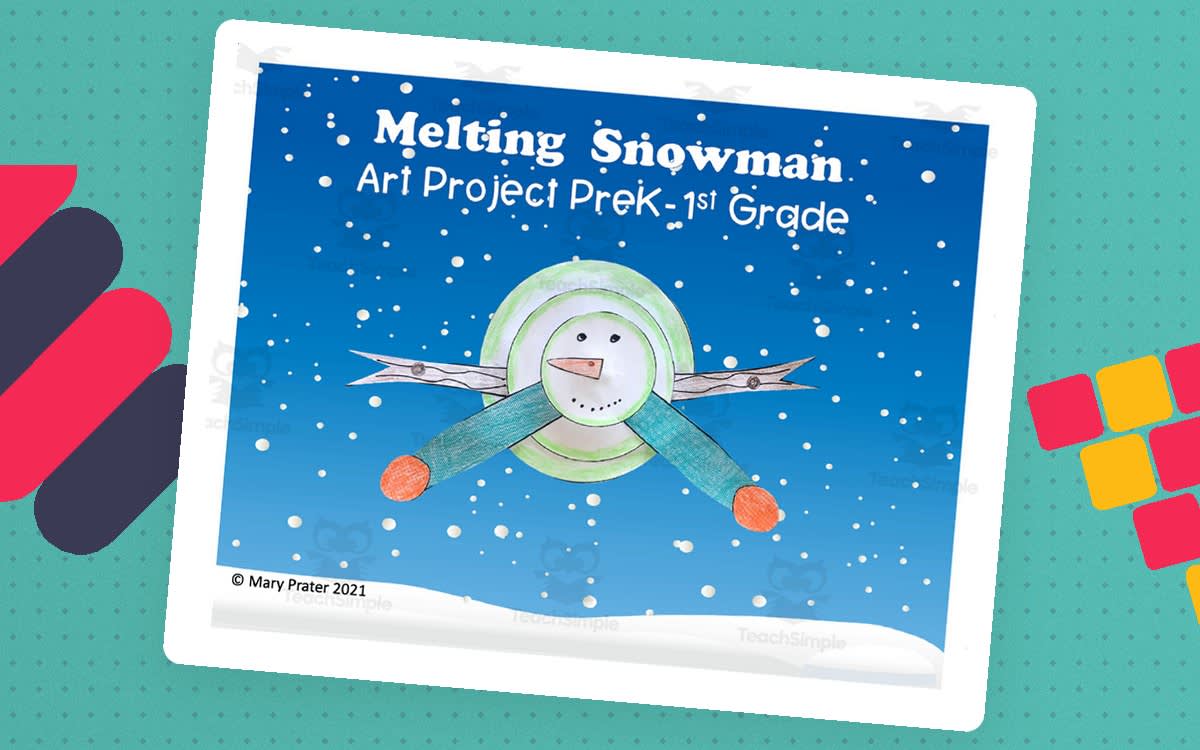 An educational teaching resource from The Kinder Lady entitled Melting Snowman Art Project downloadable at Teach Simple.