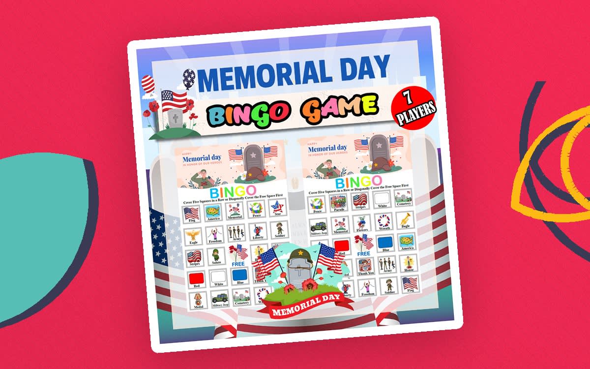 An educational teaching resource from Bambolina55 entitled Memorial Day, Patriotic Bingo Game Fun Engaging Activitiy for K to 4th downloadable at Teach Simple.