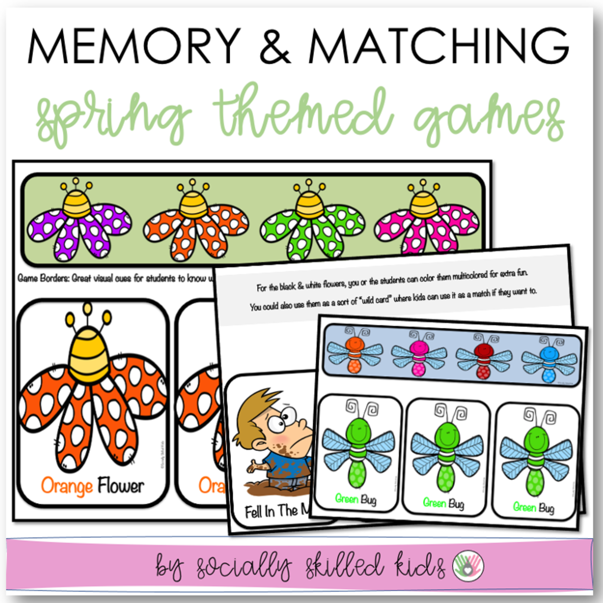 An educational teaching resource from Socially Skilled Kids entitled MEMORY AND MATCHING GAMES, Spring Themed downloadable at Teach Simple.