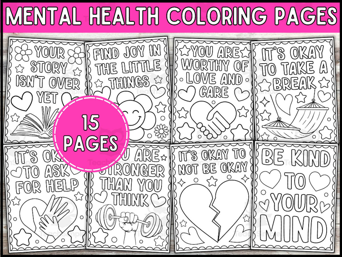 An educational teaching resource from Wonderland School entitled Mental Health Awareness Coloring Pages for Kids downloadable at Teach Simple.