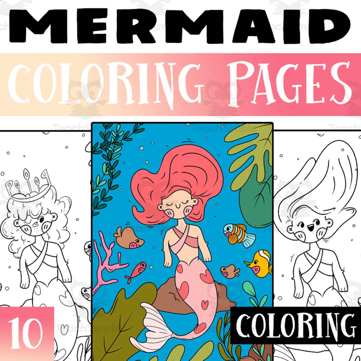 An educational teaching resource from Lapiiin Art Activities entitled Mermaid Coloring Pages Worksheet Activity For Morning Work downloadable at Teach Simple.