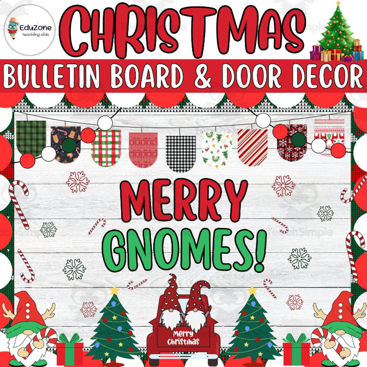 An educational teaching resource from Style Your Classroom entitled Merry Gnomes! Bulletin Board and Door Decor Ideas for Christmas Decor downloadable at Teach Simple.