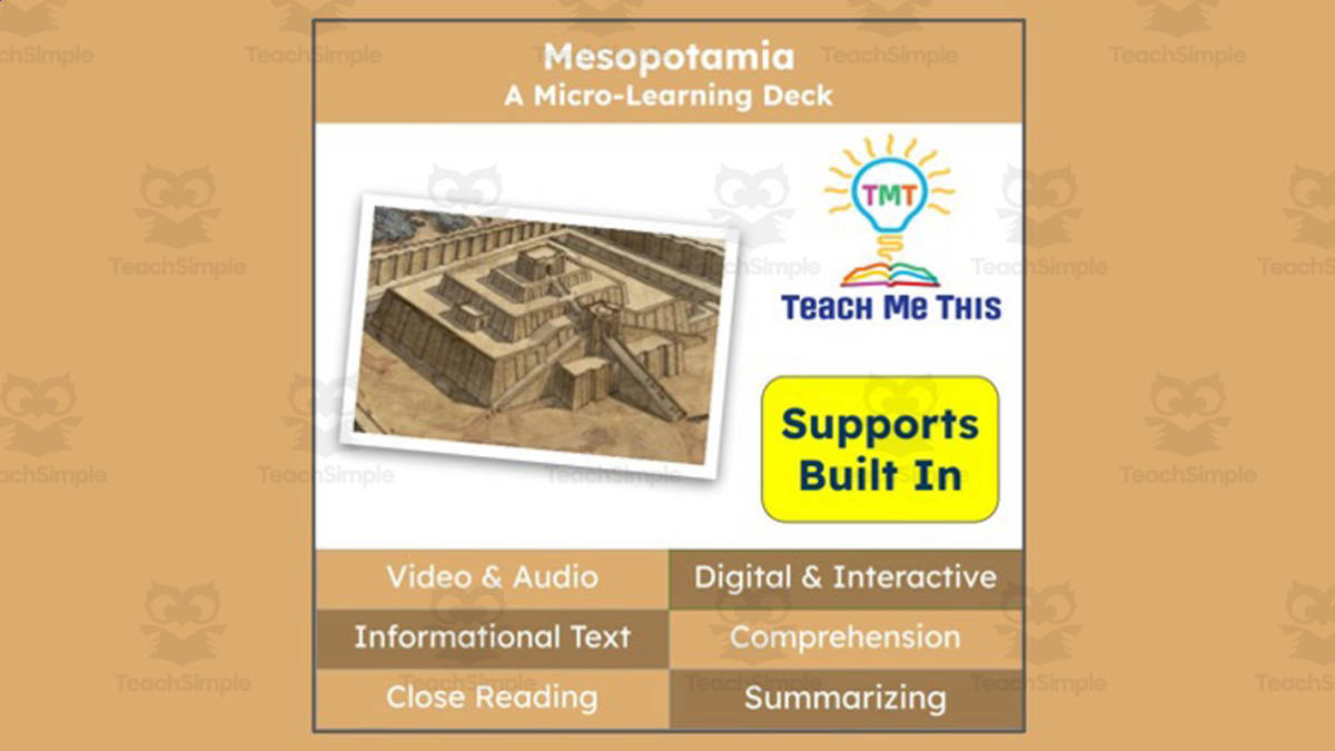 An educational teaching resource from Teach Me This entitled Mesopotamia | Reading Comprehension Deck | Interactive Lesson downloadable at Teach Simple.