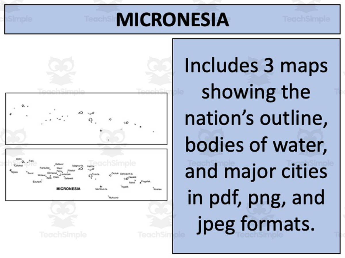 An educational teaching resource from Mr Gray History entitled Micronesia Map Resources downloadable at Teach Simple.