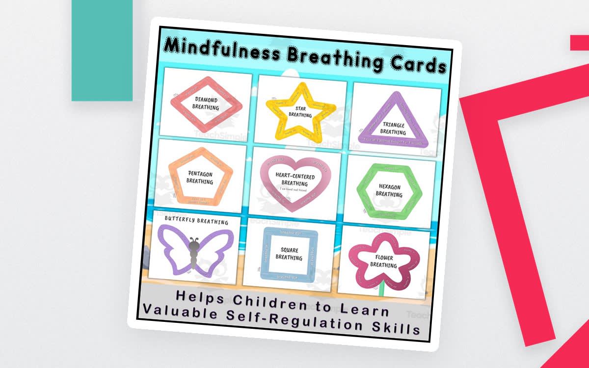 An educational teaching resource from Kids Adventure Yoga entitled Breathing Exercises for Kids – Calming Corner Cards & Posters downloadable at Teach Simple.