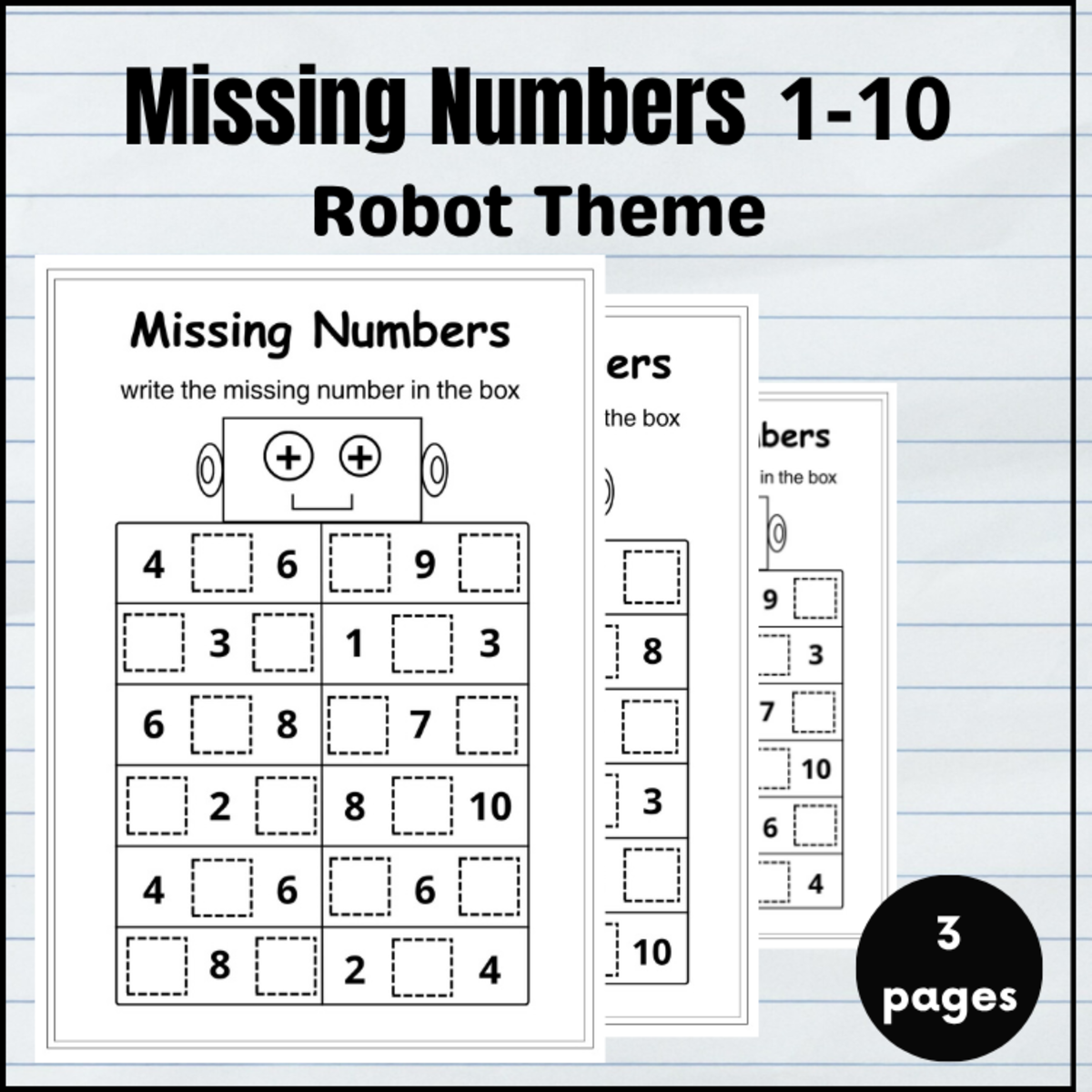 An educational teaching resource from successful teachers resource entitled missing numbers worksheet 1-10 pdf - missing numbers grade 1 downloadable at Teach Simple.