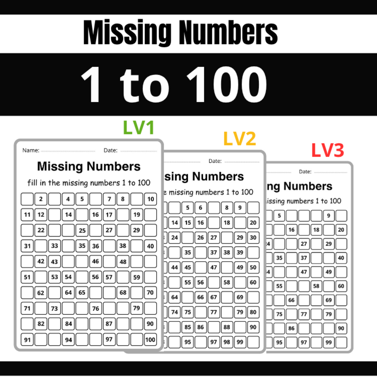 An educational teaching resource from successful teachers resource entitled missing numbers worksheet 1-100 pdf,- missing numbers 1 to 100 downloadable at Teach Simple.