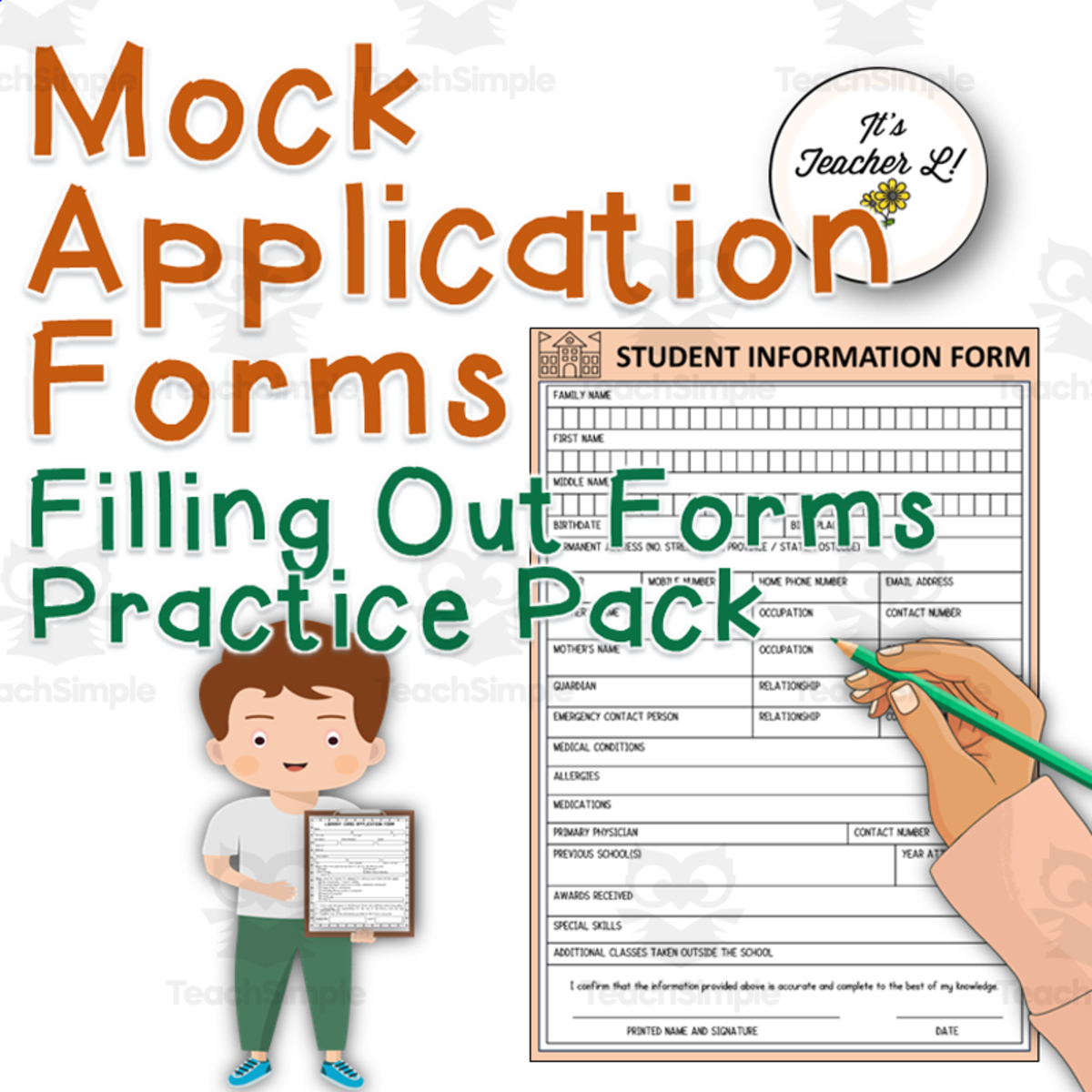 An educational teaching resource from It's Teacher L entitled Mock Application Forms – Grades 6-8 Life Skills downloadable at Teach Simple.
