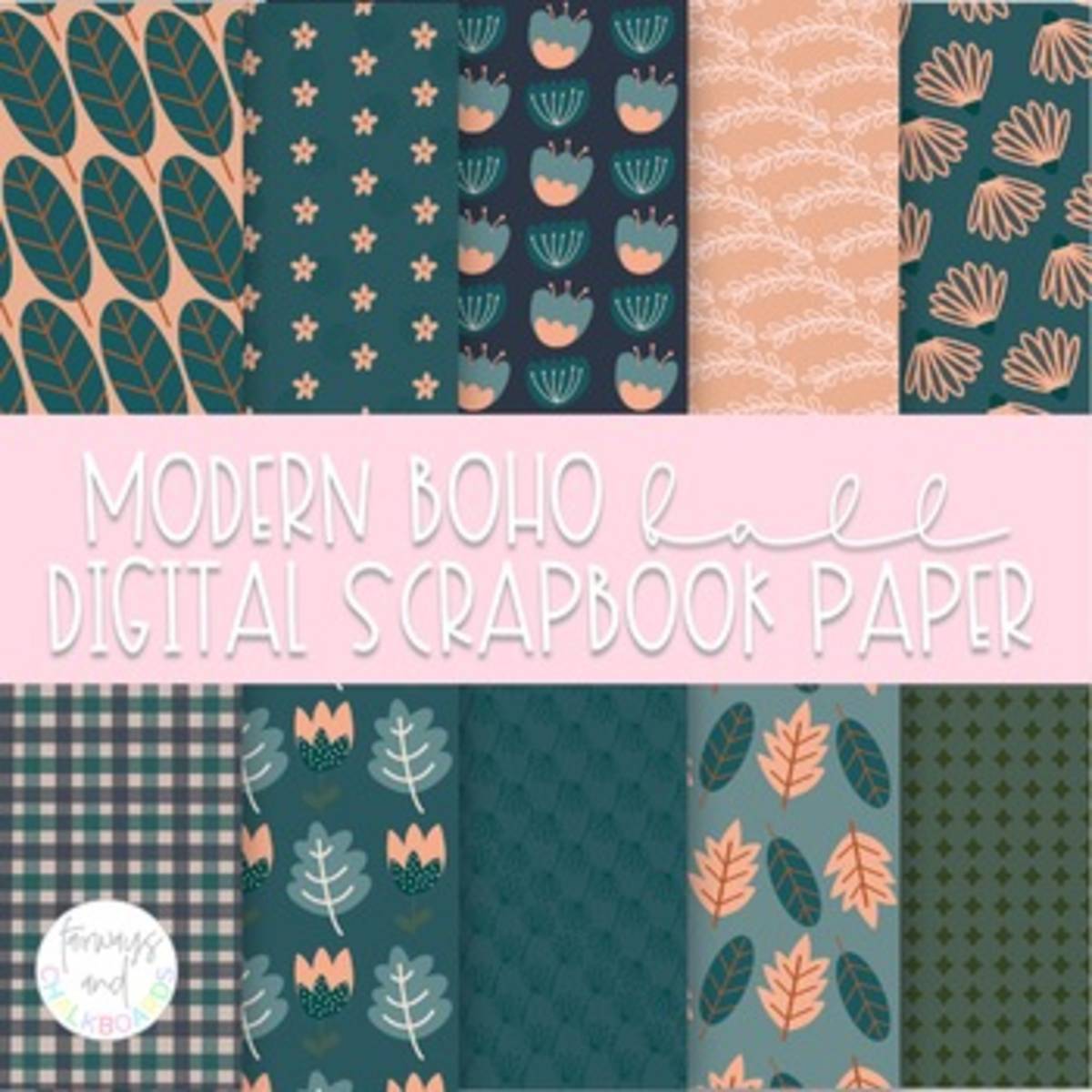 An educational teaching resource from Fairways and Chalkboards entitled Modern Boho Fall Digital Paper downloadable at Teach Simple.