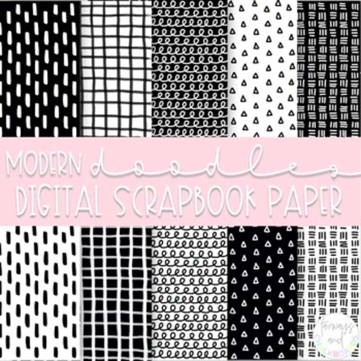 An educational teaching resource from Fairways and Chalkboards entitled Modern Doodles Digital Paper downloadable at Teach Simple.