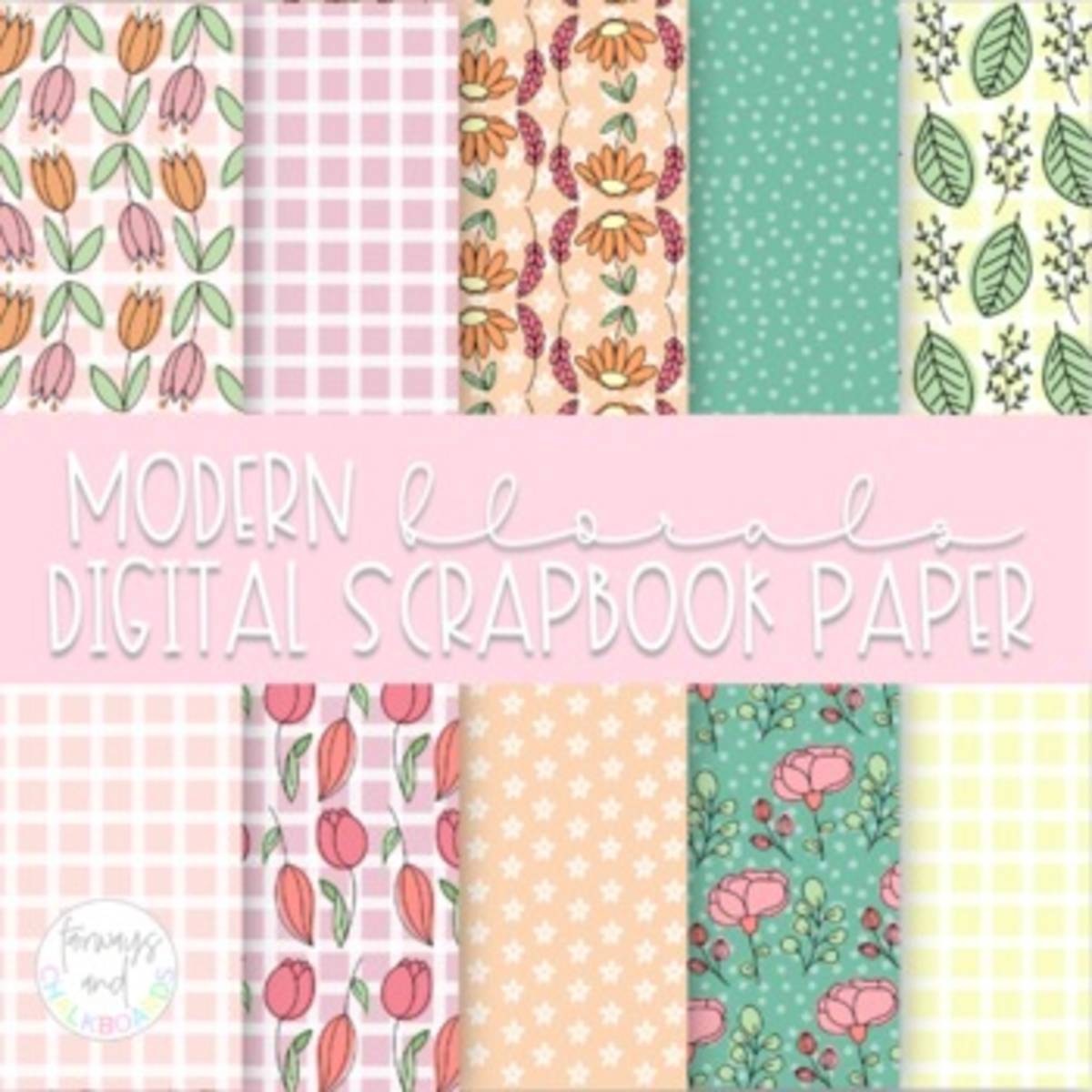 An educational teaching resource from Fairways and Chalkboards entitled Modern Floral Digital Paper downloadable at Teach Simple.