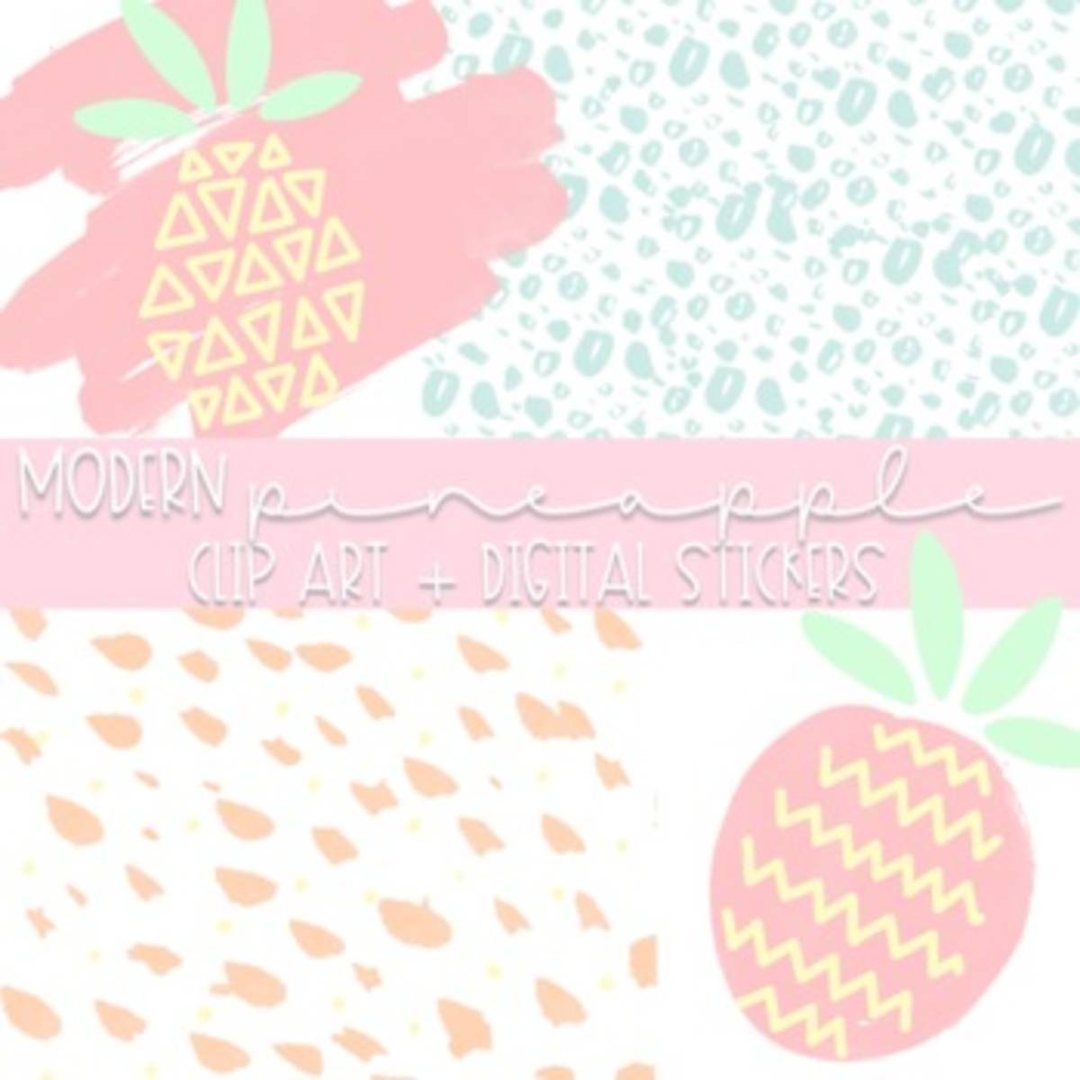 An educational teaching resource from Fairways and Chalkboards entitled Modern Pineapple Clip Art + Digital Stickers downloadable at Teach Simple.